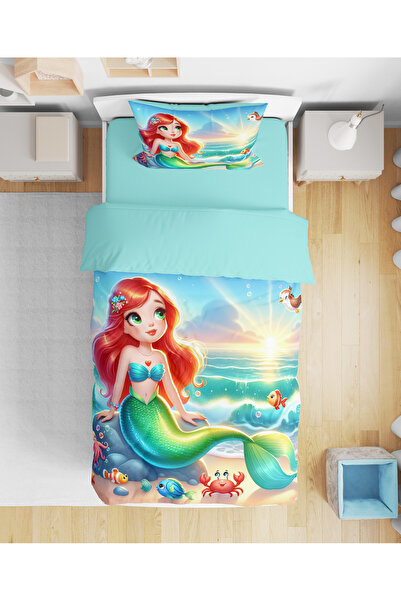 Erays Home Mermaid Mermaid 3D Digital Printed Μονό Κοριτσίστικο Σετ Κρεβατιού