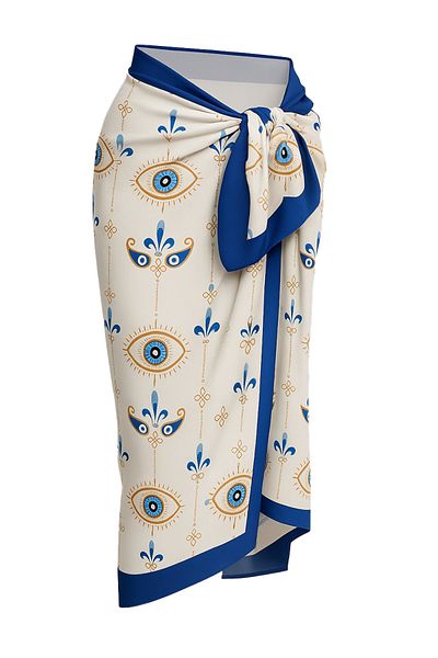 CUPSEA Women's Evil Eye Bead Patterned Pareo Does Not Show Underwear