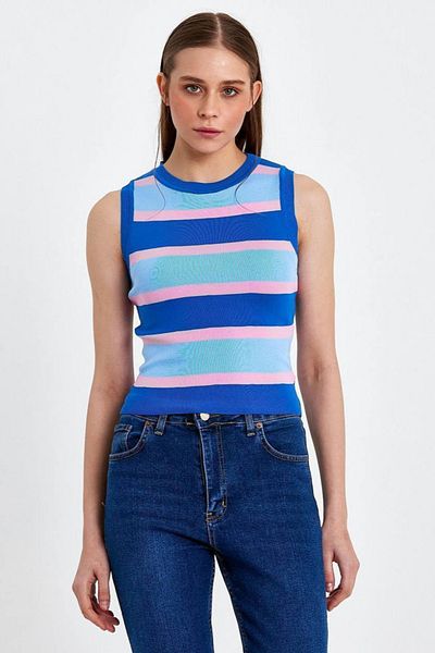 İLKCET MODA Tricotaj de damă cu dungi Crop