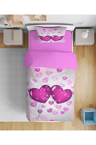 Erays Home Imprimat 3D cu model de inimă - Set de lenjerie de pat Erayshome p...