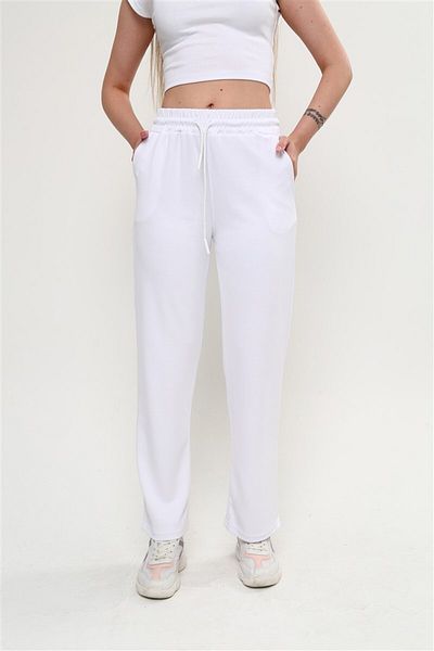 OPENDO Γυναικείο λευκό αθλητικό παντελόνι Oys Modal Fabric Comfortable Cut