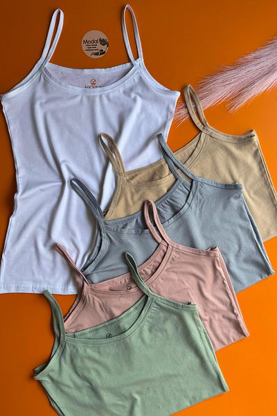 Elosia Elytra 5-Piece Women's Singlet in Green, Skin, White, Blue, Pink Modal Fabric, Breathable, Strap 66E02