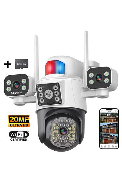 Loosafe Quadview Sentinel Wireless Cctv Quad Surveillance Camera, Black