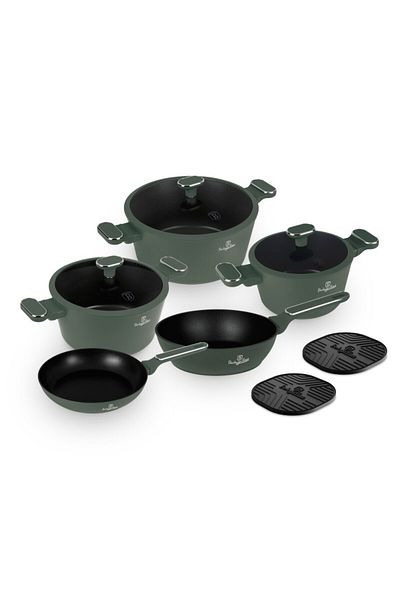 Berlinger Haus Sada nádobí s titanovým povrchem 10 ks Matte green Collection