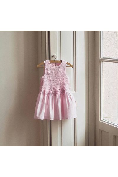 anonim Girl's Floral Appliqued Cotton Lined Dress