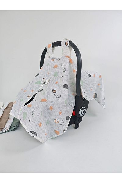 Tomuycuk 100% Cotton Muslin Stroller Cover / Baby Stroller Cover with Snap Fasteners and Bow