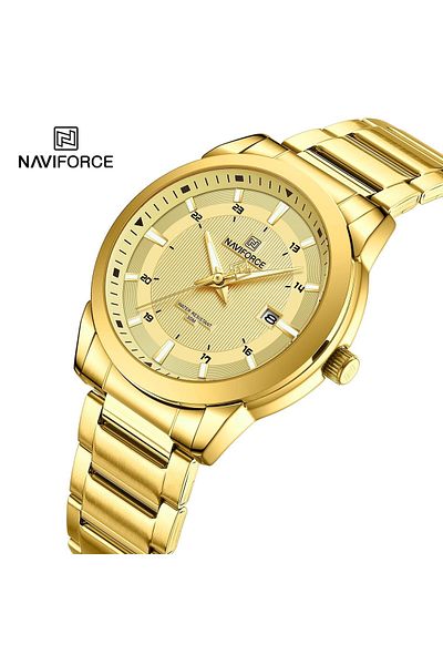 Naviforce Gold Luxury Original Waterproof Stainless Steel Golden Male Wristwatches Watch for Men
