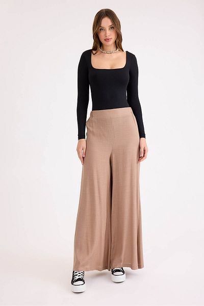 Vitrin Viscose Linen Casual Trousers with Elastic Back