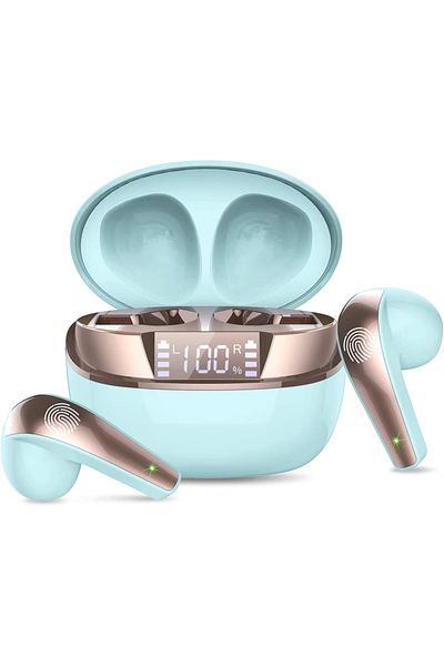 Smart Vibe True Wireless Headphones MOOD™ MINI Hi-Fi Stereo Sound, Microphone, Noise Cancelling, Infusion Blue/Gold