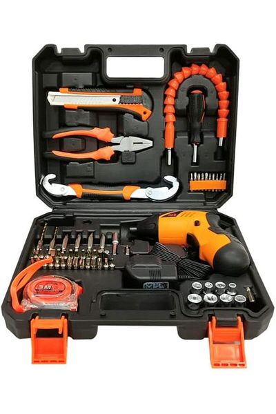Generic 62pcs Cordless Electric Screwdriver Set Mod-s023 – 4.8v, 200rpm With Tool Box For Home Use