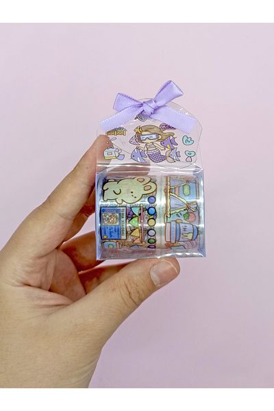 Limmy Fancy Girl Transparent Patterned Tape with Bow Bag - Purple