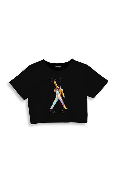 The Lucid Lab Tricou Freddie Mercury Crop - Negru