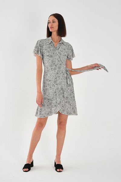ALEXANDERGARDI Collar Detailed Belted Flounce Dress