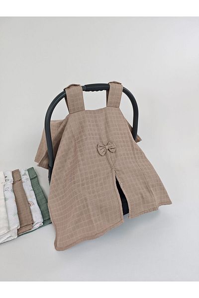 Tomuycuk 100% Cotton Muslin Stroller Cover / Baby Stroller Cover with Snap Fasteners and Bow
