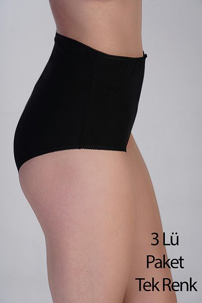 cotonhause Women's Large Size High Waist 3 Pack Black Bato Panties 365004