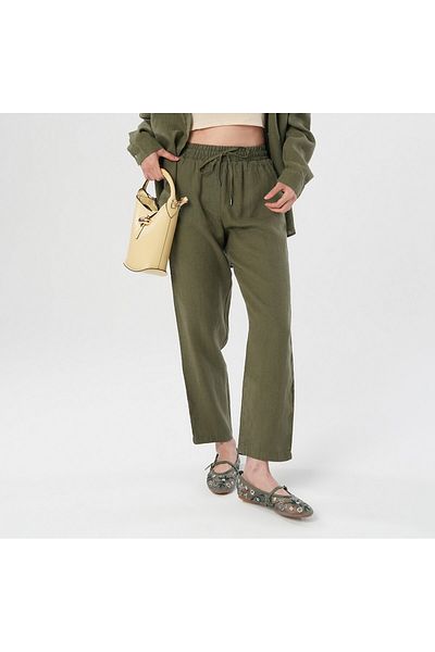 Orfeo Negro Women's 100% Fine Linen Regular Fit Pants