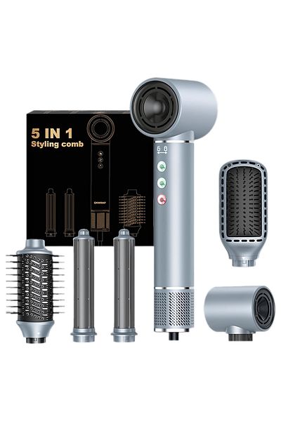 ATOMKIT 5 In 1 Hair Dryer, Multifunctional, 320 Million Negative Ions, 1400 W, Coanda Effect, Gri