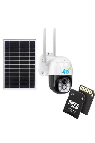 TodayShop Solar Surveillance Camera 4G SIM Card 5 MP, 10X Zoom, Full HD 1080p, 9W Solar Panel IP66 with 32 GB