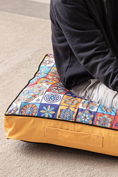 Ottoson Çok Amaçlı Yer Minderi Balkon Piknik Spor ve Dekoratif Kullanım Renkli Kare Puf 60x60