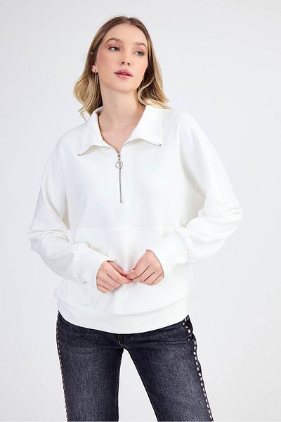 Vitrin Modal Fabric Sweat with Zippered Front Pocket