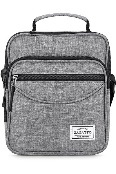 zagatto Men's Crossbody Bag, Grey, Waterproof, Spacious, 21x25x13 cm, ZG55 West Pack