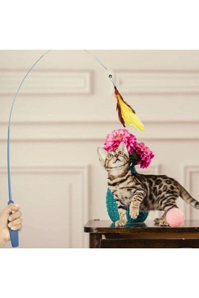 ForWhat Furry Cat Toy with Adjustable Size Bell for Office Home Pet