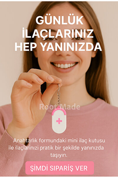 Root Made صندوق دواء على شكل سلسلة مفاتيح، صندوق حمل دواء يومي، صندوق فيتامين صغير على شكل سلسلة مفاتيح