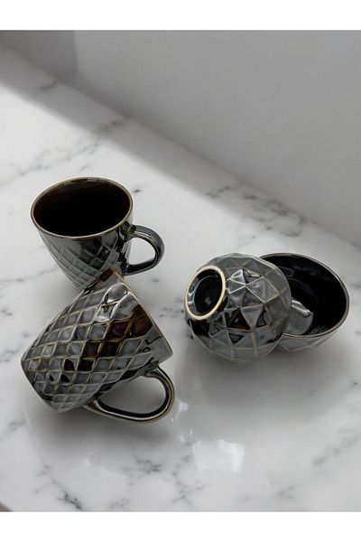 ALCE Set of 2 Porcelain Mug Cup Snack Bowl Set Patterned Model