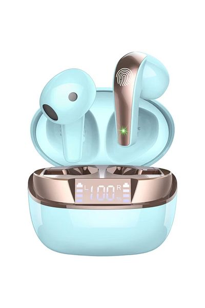 Smart Vibe True Wireless Headphones MOOD™ MINI Hi-Fi Stereo Sound, Microphone, Noise Cancelling, Infusion Blue/Gold