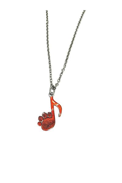 Herşey Nota Left Hand Switch Red Paw Figured Metal Necklace – 60 cm Chain – Unisex Music and Animal Themed Jewelry