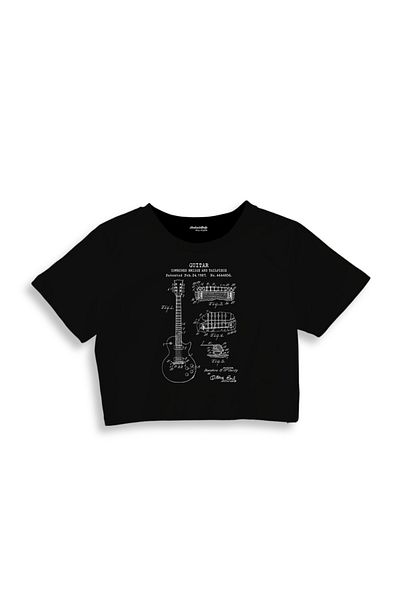 The Lucid Lab Tricou Gibson Les Paul Guitar Crop - Negru
