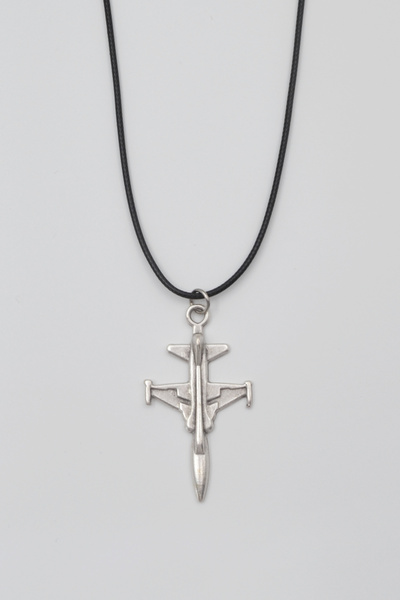 Bu Farklı F-5 Tiger Savaş Uçağı Kolye - PU Deri İp Zincirli Unisex Gümüş Kapl...