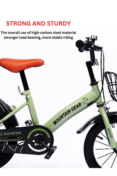 MG 14 inch Children's bicycle for 3-6 years old Kids Bike Includes a front basket-Green