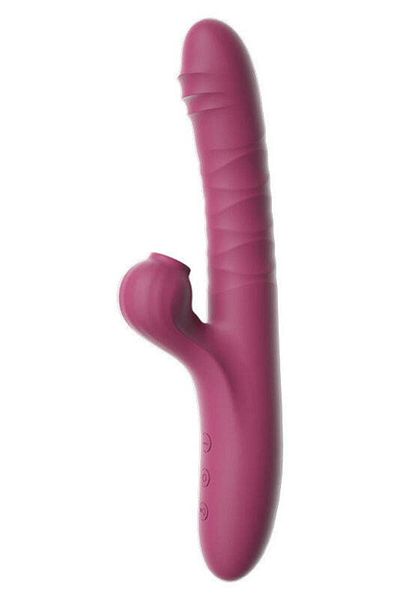 WildFashion Dual vibrator with vibration and suction function for stimulation, Cherry, TOY523-81
