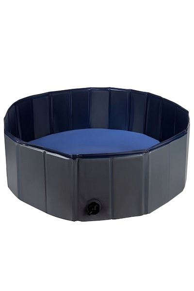 OEM Piscină pliabilă pentru animale de companie, pereți laterali solizi, 100x30 cm, gri