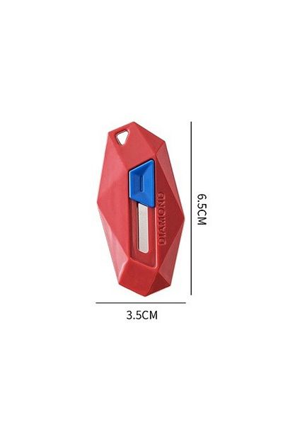 Optim Solution Box Cutter, Rounded Tip and Serrated, Keychain Type, Red