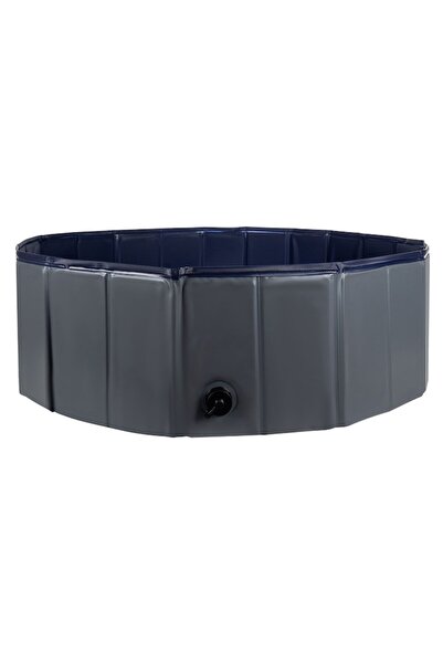 OEM Piscină pliabilă pentru animale de companie, pereți laterali solizi, 100x30 cm, gri