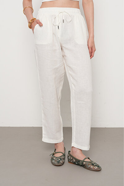 Orfeo Negro Women's 100% Fine Linen Regular Fit Pants