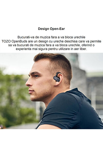 Smart Vibe TOZO® OpenBuds True Wireless Headphones with Biaxial Rotation, Noise Cancelling, Open-ear Design, Black
