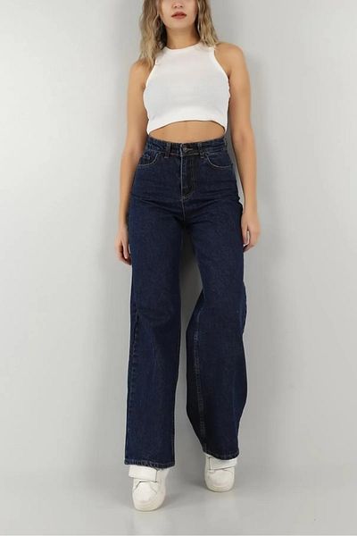 Trn JNS Camelia Navy Blue Super High Waist 90's Power Lycra Colorfast Jeans Palazzo Pants