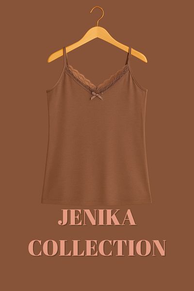 JENİKA Taupe Color Cotton Thread Strap Women's Tank Top