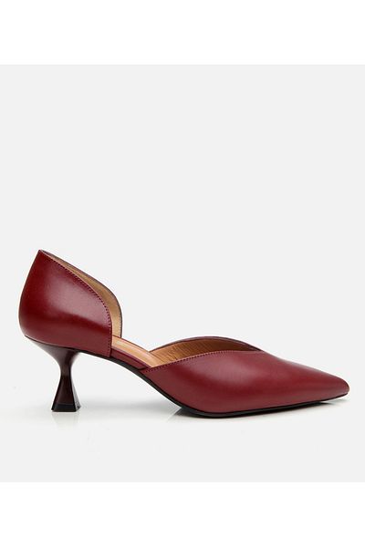 Hotiç Women's Leather Burgundy Thin Heeled Stiletto