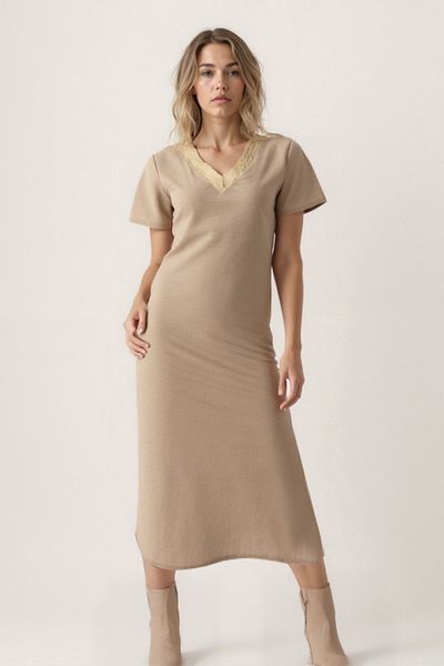 Vitrin Rochie Midi Casual cu Guler Dantela