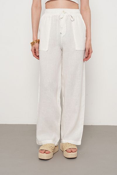 Orfeo Negro Women's 100% Linen Pocket Detail Blouse Pants