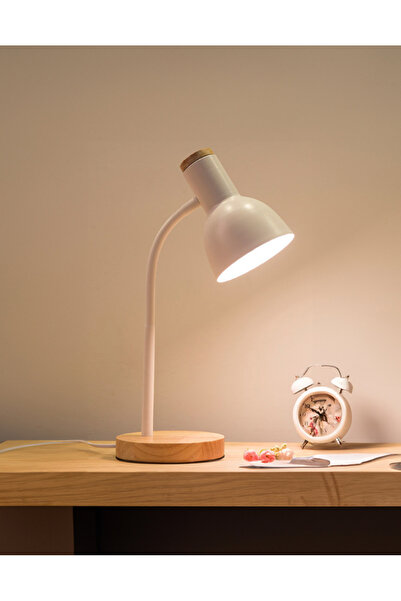 Petrix 34614 Ahşap Tabanlı Nordic USB Masa Lambası Siyah