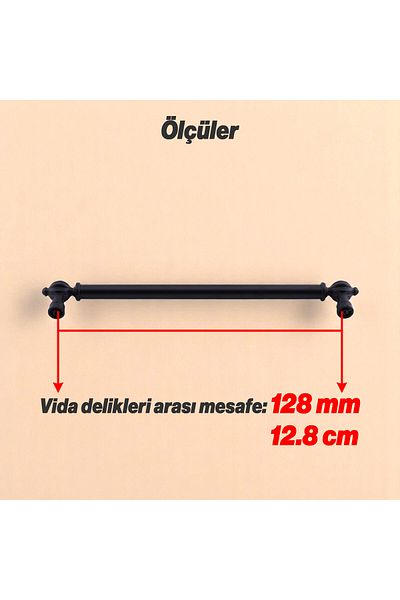 Badem10 Defne Metal Mâner negru 128 mm Mobilier Sertar Bucătărie Dulap Dulap Ușă Mânere Kulb Mâner