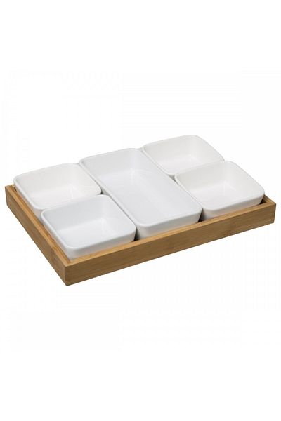 Secret de Gourmet Πιατέλα ορεκτικών Maiken, πορσελάνη, μπαμπού, 28 x 18,8 x Υ 4,2 εκ.
