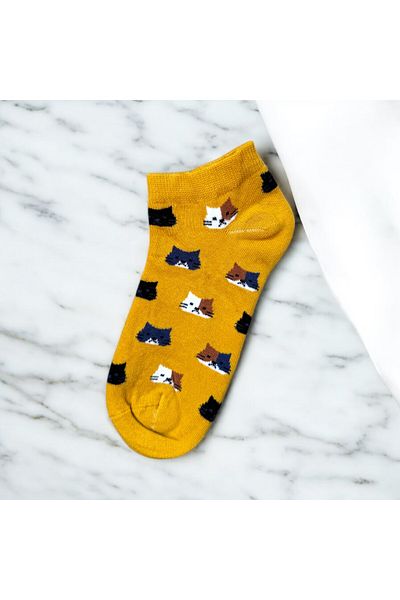 MODA Orange Cat Colorful Booties Socks