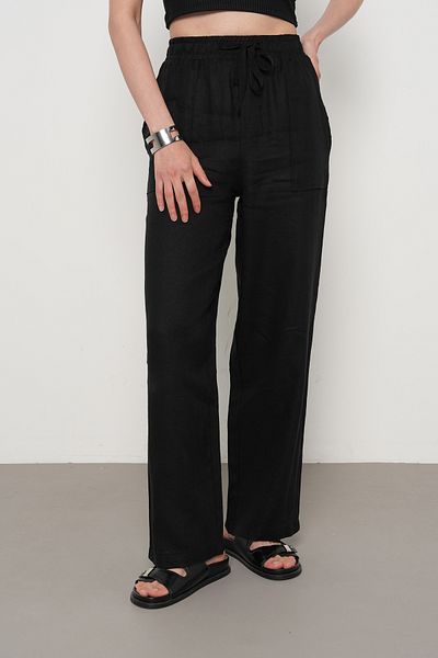Orfeo Negro Women's 100% Linen Pocket Detail Blouse Pants
