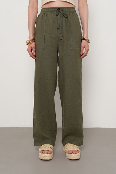 Orfeo Negro Women's 100% Linen Pocket Detail Blouse Pants